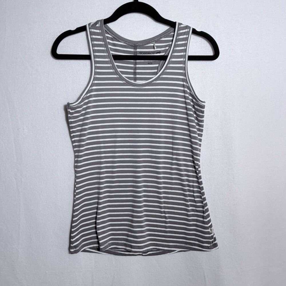 Toad & Co Gray White Striped Soft Stretchy Lean Layering Tank Women's Size XS
